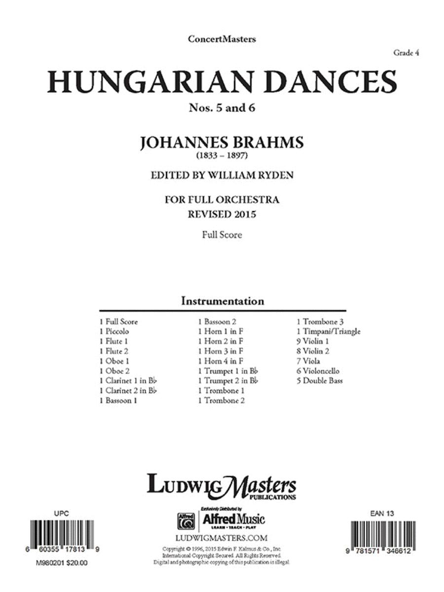 Hungarian Dances Nos. 5 and 6 Concert Band scores gallery preview page 1