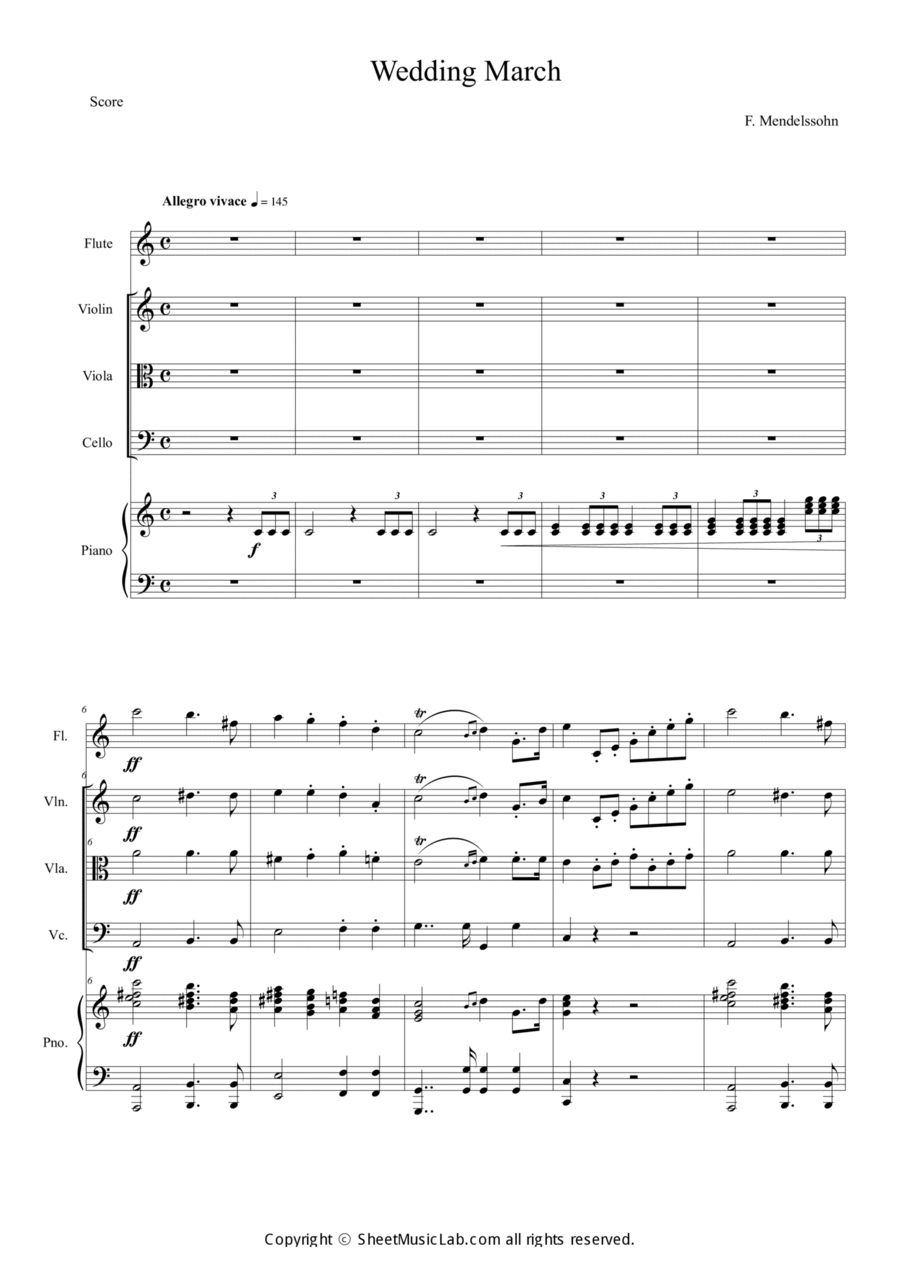 Wedding March Flute scores gallery preview page 1