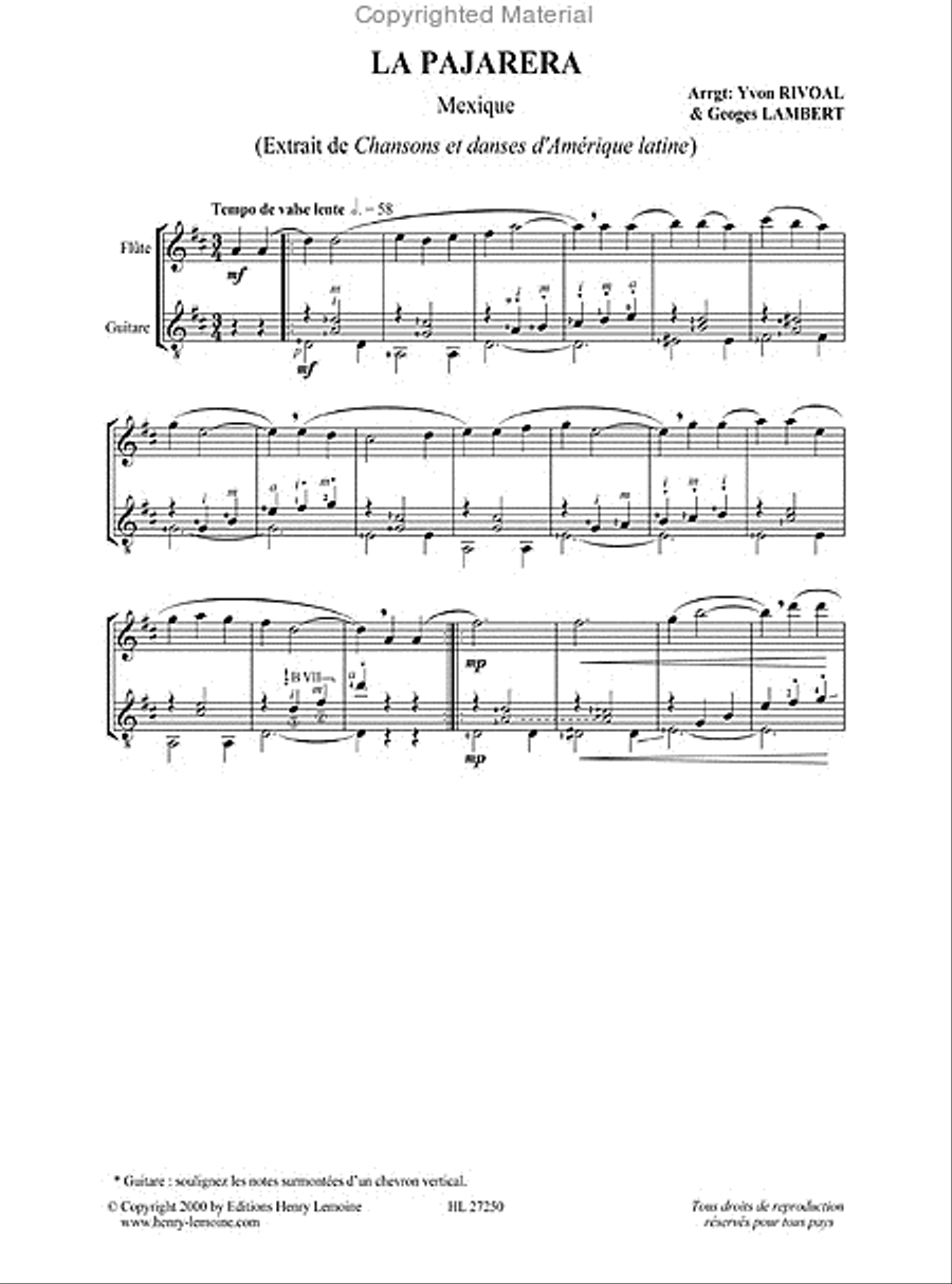 Chansons et danses d'Amerique latine - Volume A Flute scores gallery preview page 7