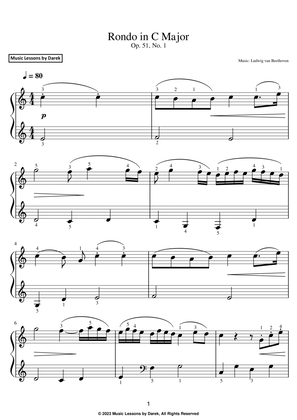 Book cover for Rondo in C Major (EASY PIANO) Op. 51, No. 1 [Ludwig van Beethoven]