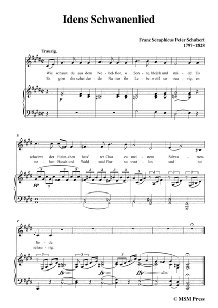 Schubert-Idens Schwanenlied,in c sharp minor,for Voice&Piano image number null
