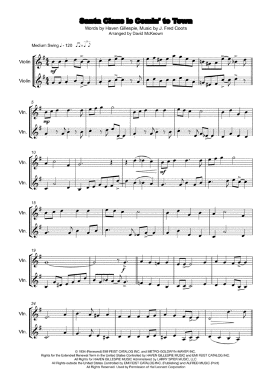 Santa Claus Is Comin' To Town String Duet scores gallery preview page 2