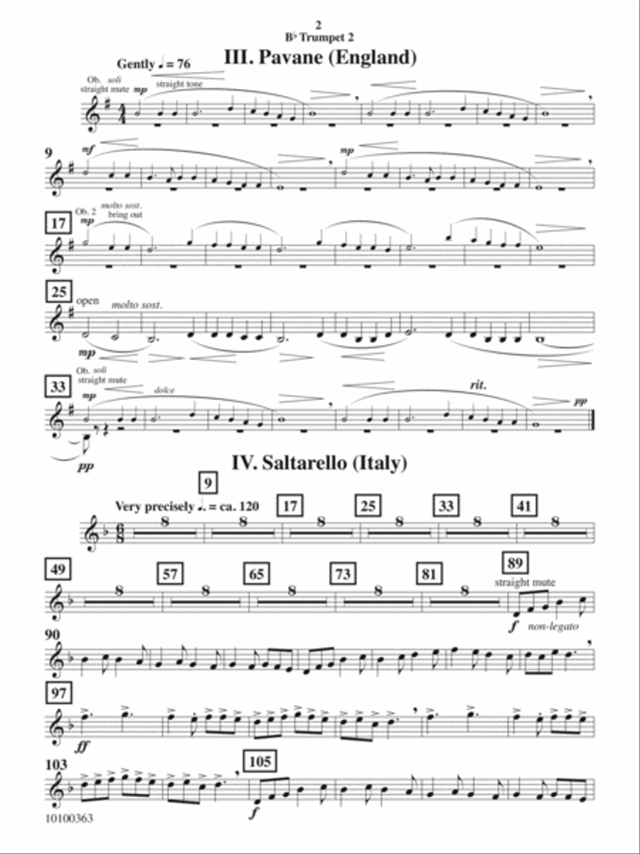 Courtly Airs and Dances - Trumpet 2 Concert Band scores gallery preview page 2