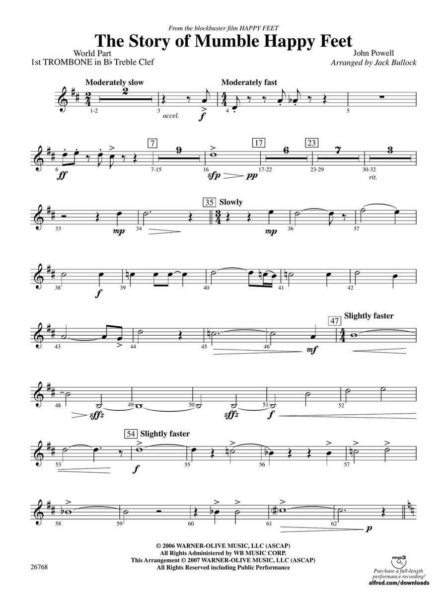 The Story of Mumble Happy Feet: (World Part) 1st B-flat Trombone T.C.