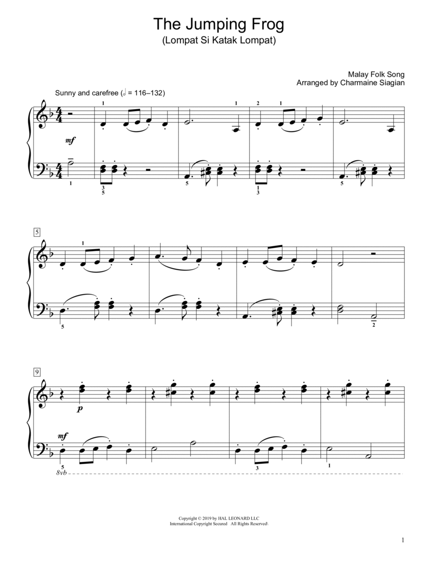 The Jumping Frog (Lompat Si Katak Lompat) (arr. Charmaine Siagian) Piano Method scores gallery preview page 1