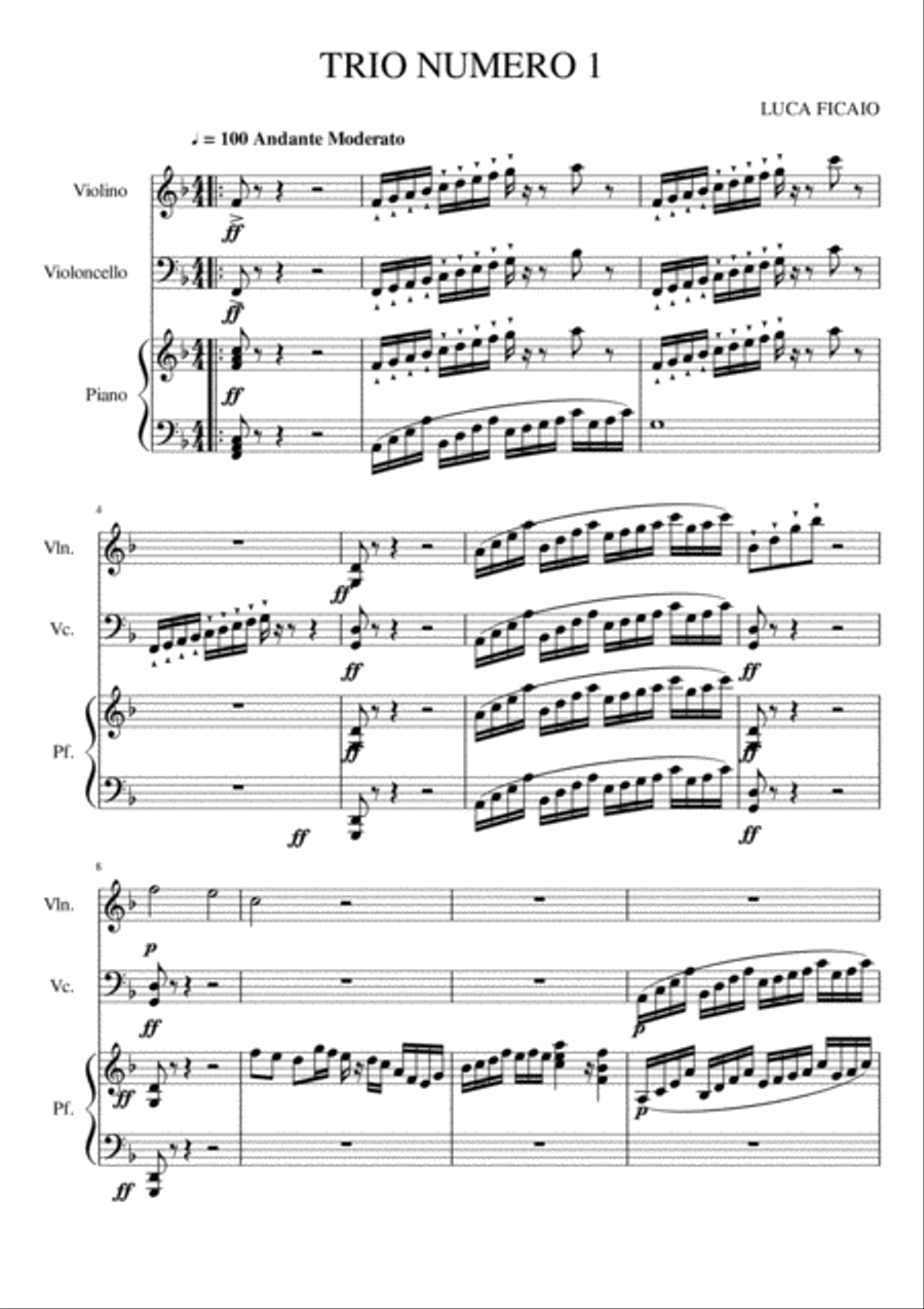 TRIO NUMERO 1 Piano Trio scores gallery preview page 1
