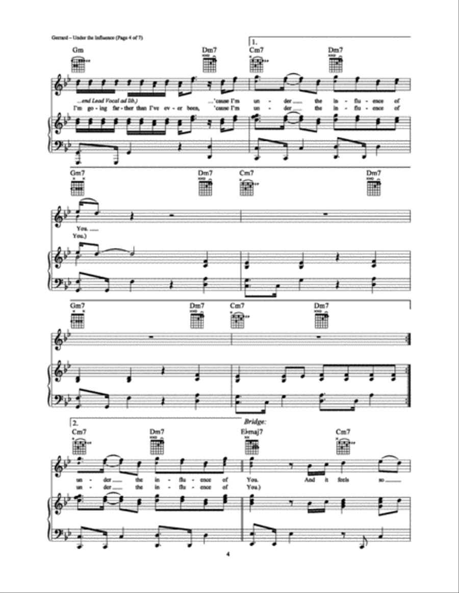 Under the Influence Under the Influence Piano, Vocal, Guitar scores gallery preview page 4