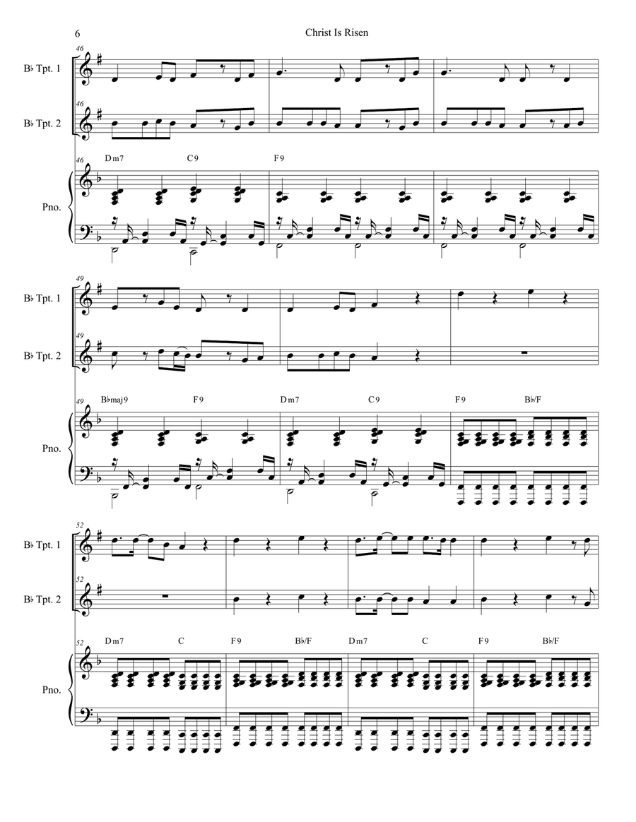 Christ Is Risen Trumpet Duet scores gallery preview page 6
