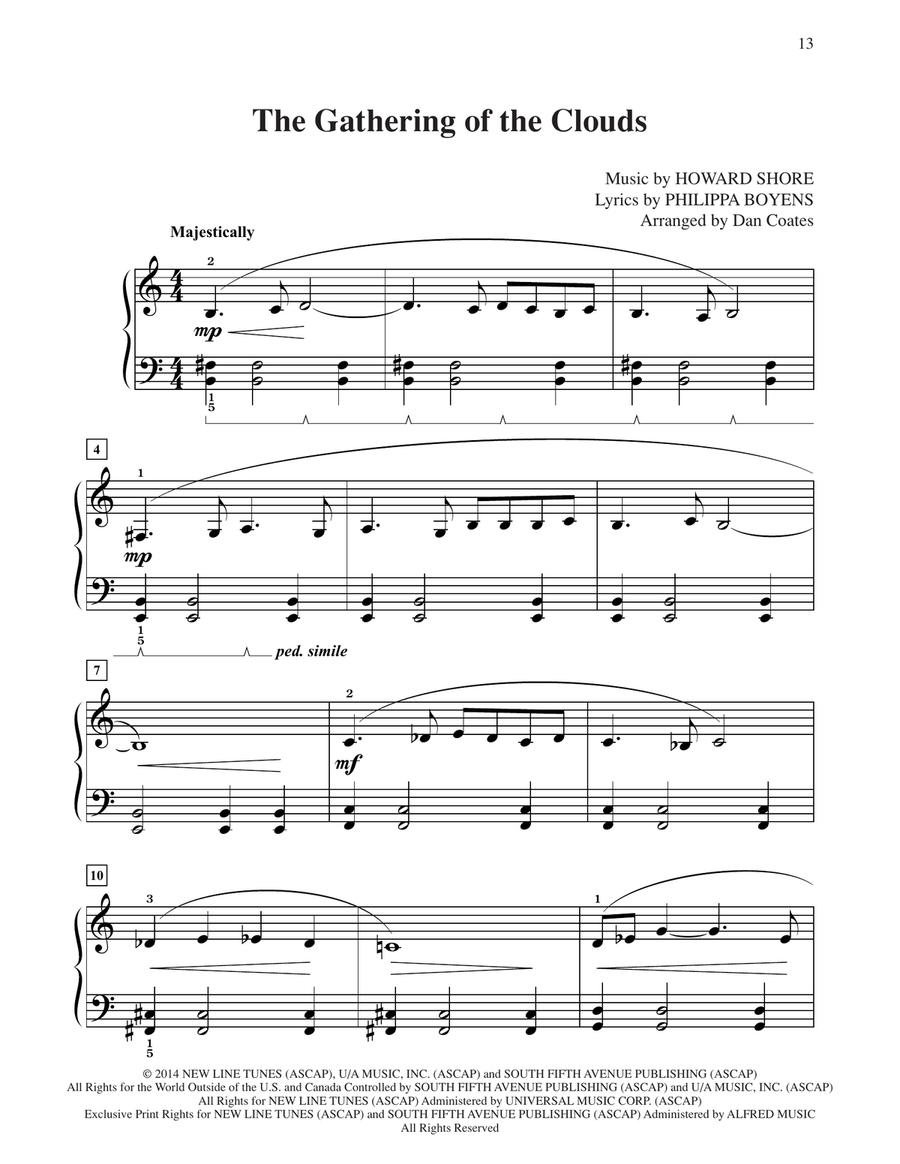 The Gathering Of The Clouds (from The Hobbit: The Battle of the Five Armies) (arr. Dan Coates) Easy Piano scores gallery preview page 1