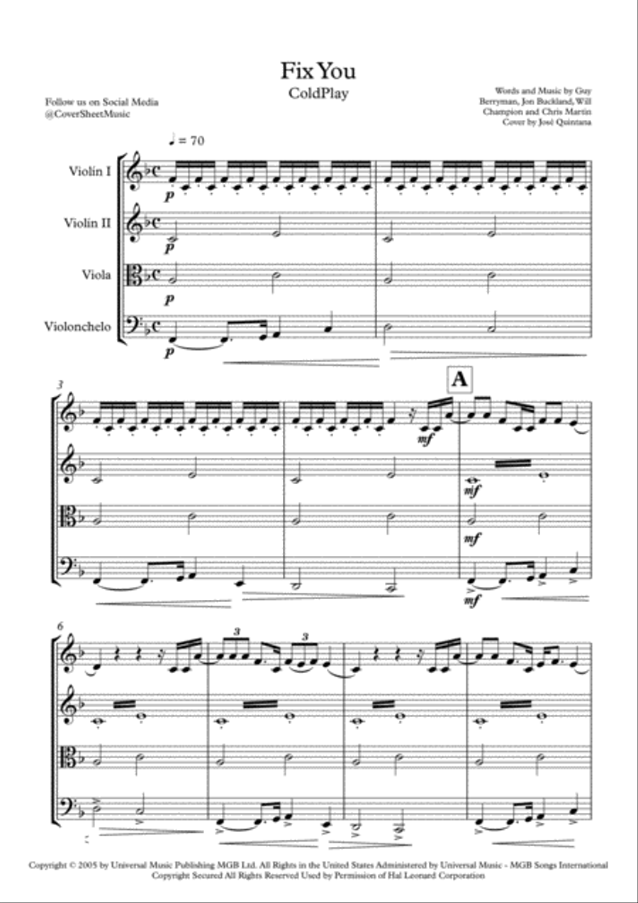 Fix You String Quartet scores gallery preview page 2
