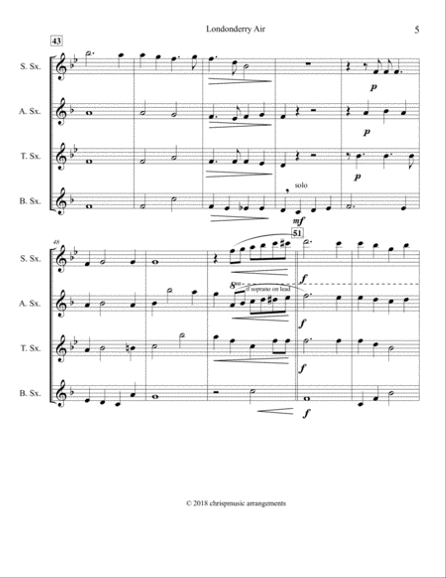 Londonderry Air (Danny Boy) - Sax Quartet Saxophone Quartet scores gallery preview page 6