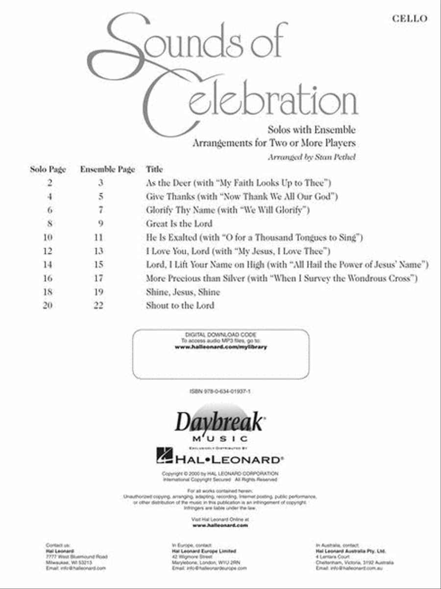 Sounds of Celebration Sounds of Celebration Cello scores gallery preview page 3