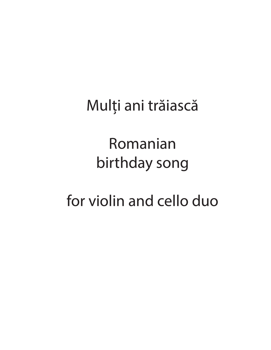 Mulți Ani Trăiască - Romanian Birthday Song - Violin Cello Duo String Duet scores gallery preview page 1