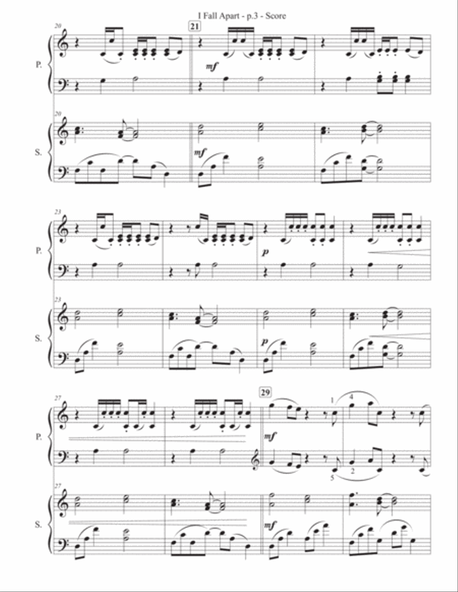 I Fall Apart Piano scores gallery preview page 4