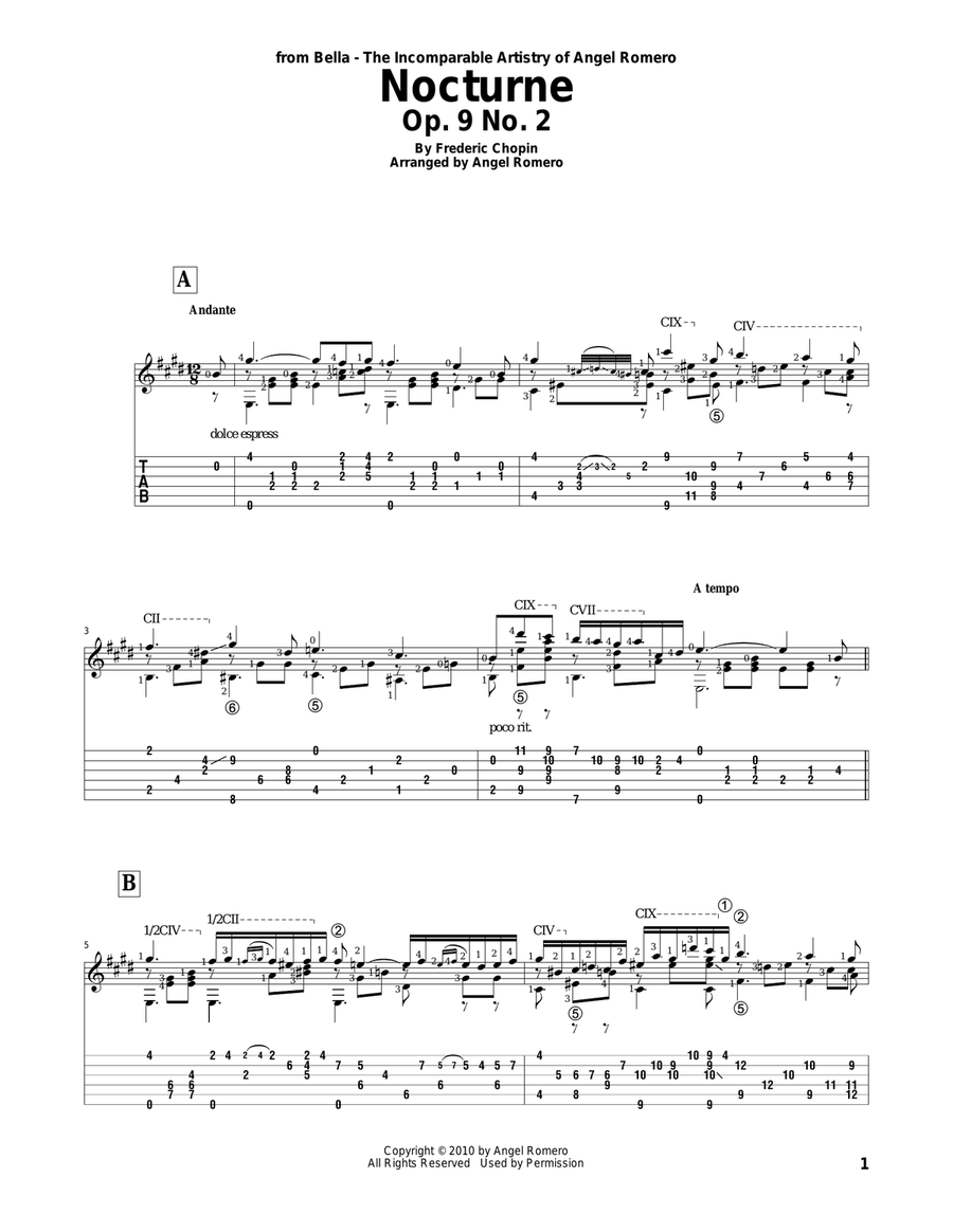 Nocturne, Op. 9 No. 2 Acoustic Guitar scores gallery preview page 1