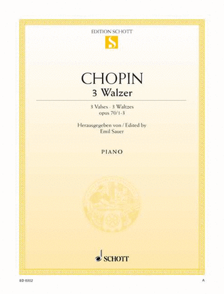 Book cover for Three Waltzes G-sharp major, A-flat major and D-flat major, Op. 70 No. 1-3
