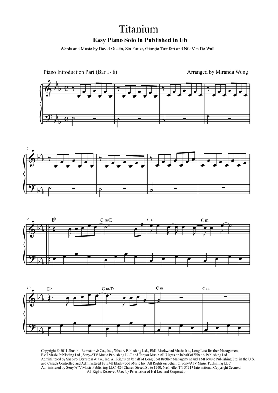 Titanium Easy Piano scores gallery preview page 1