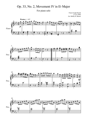 Haydn's Joke Quartet for Piano Solo