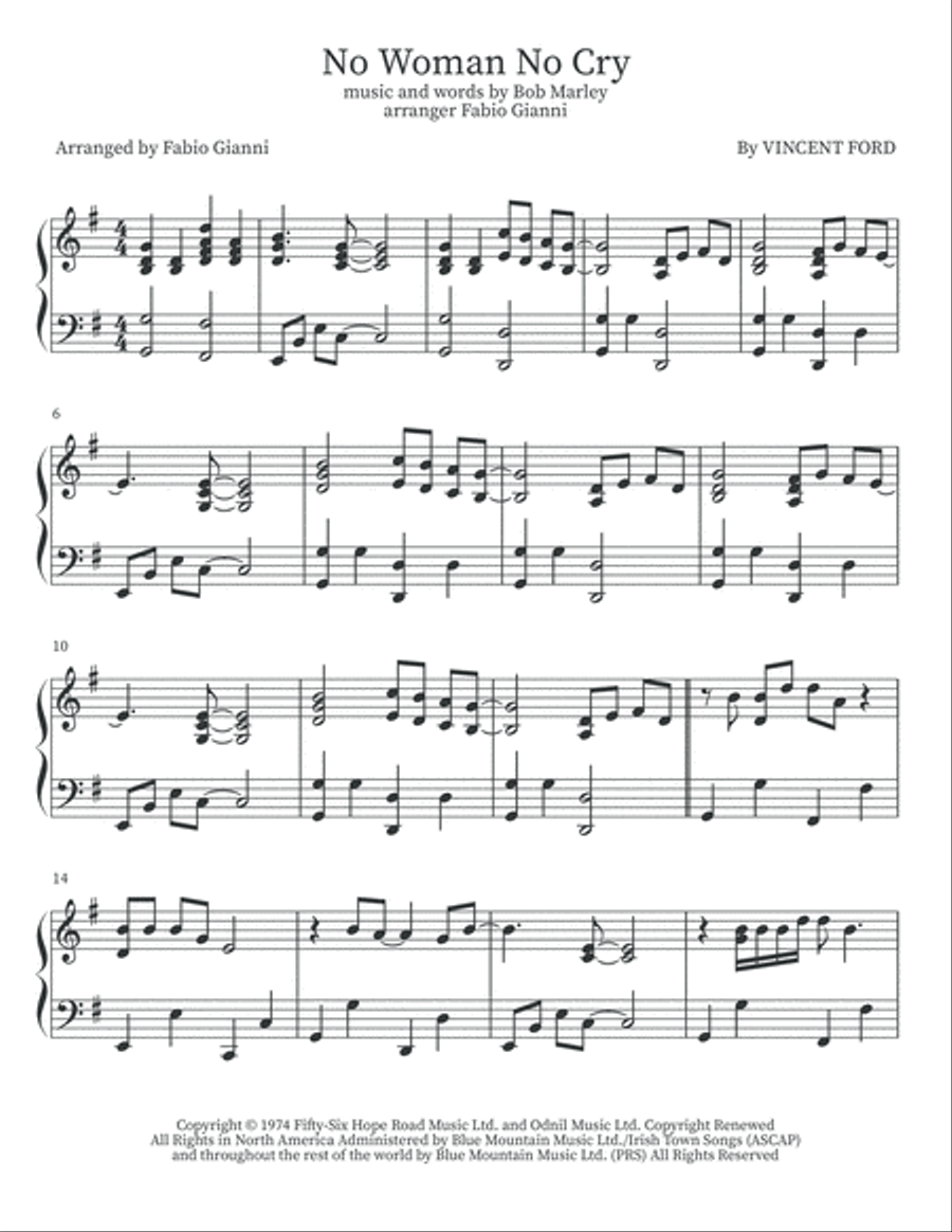 No Woman No Cry No Woman No Cry Easy Piano scores gallery preview page 2