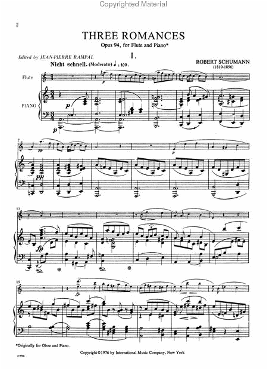 Three Romances, Op. 94 Flute Solo scores gallery preview page 3
