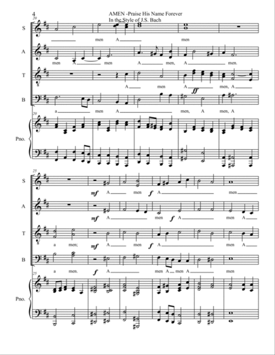 AMEN Praise His Name Forever 4-Part scores gallery preview page 4