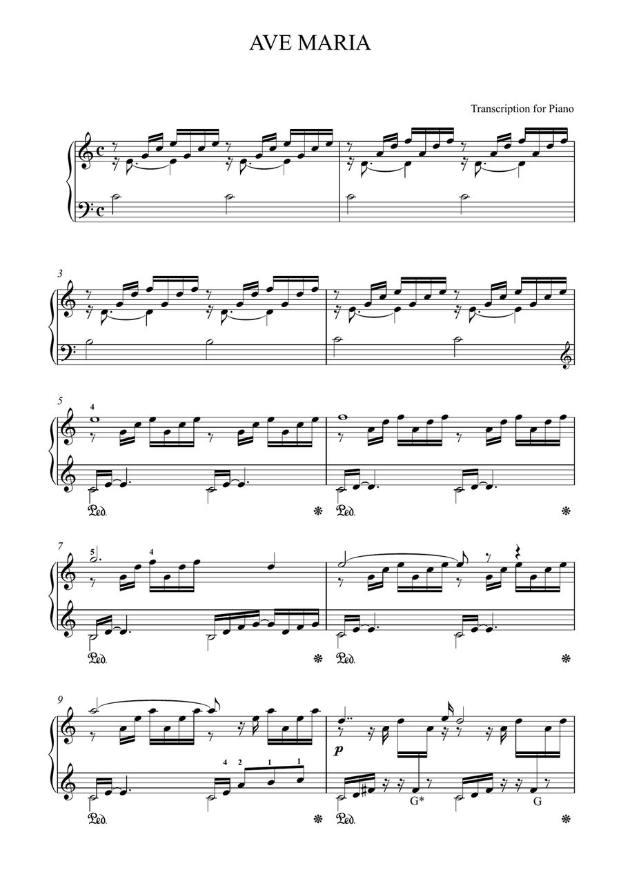 Ave Maria (Bach / Gounod) for piano Piano Solo scores gallery preview page 1