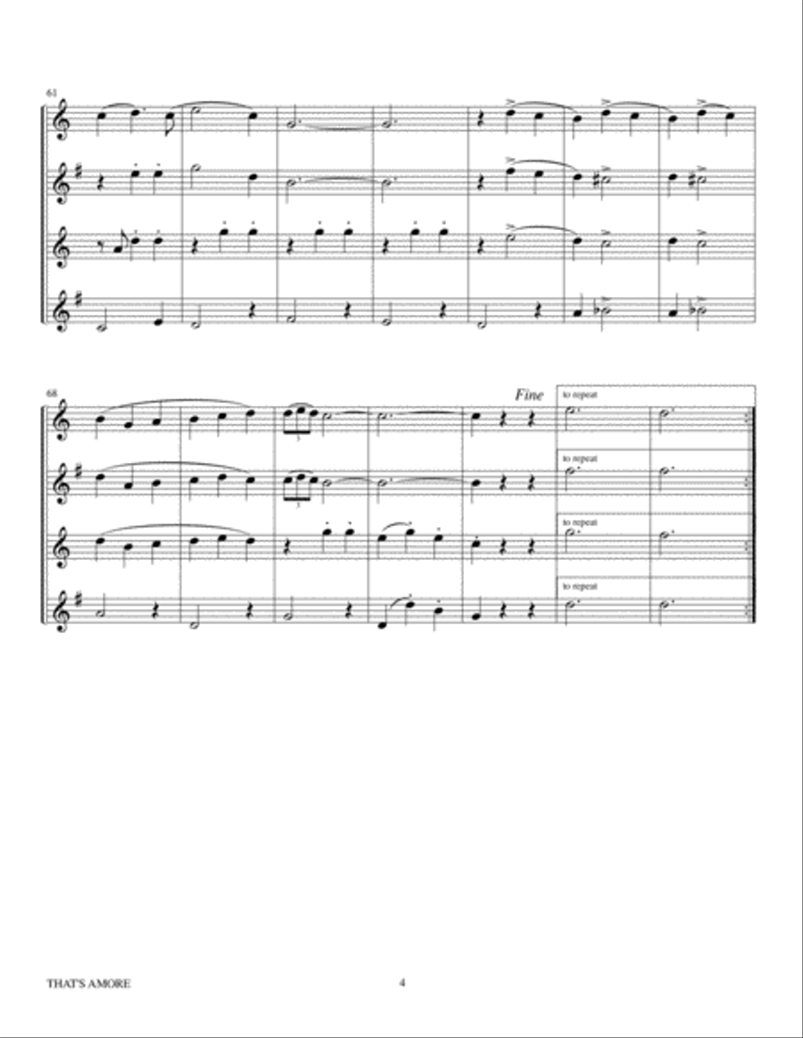 That's Amore (That's Love) Woodwind Quartet scores gallery preview page 4