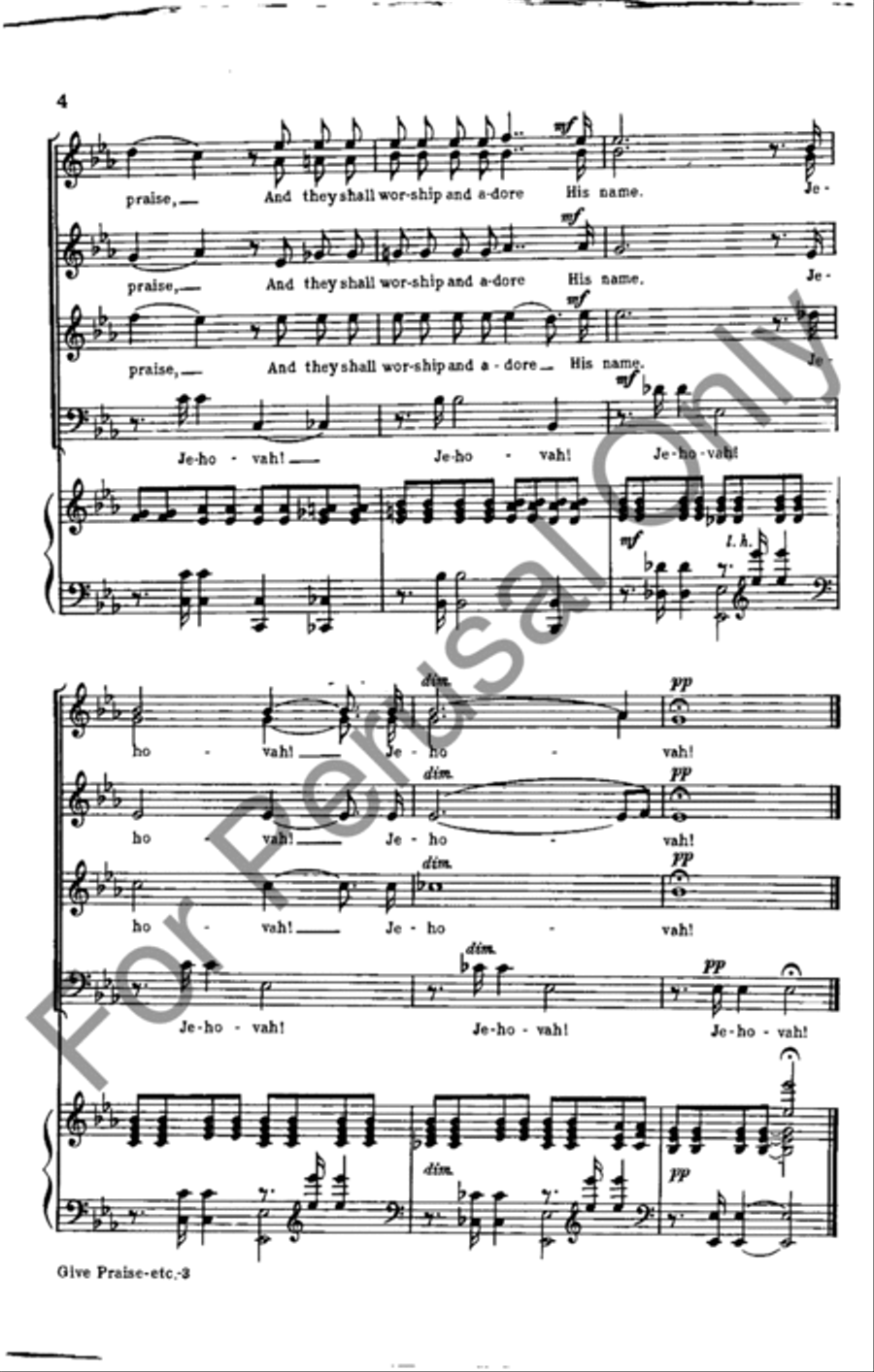 Give Praise To Him 4-Part scores gallery preview page 4