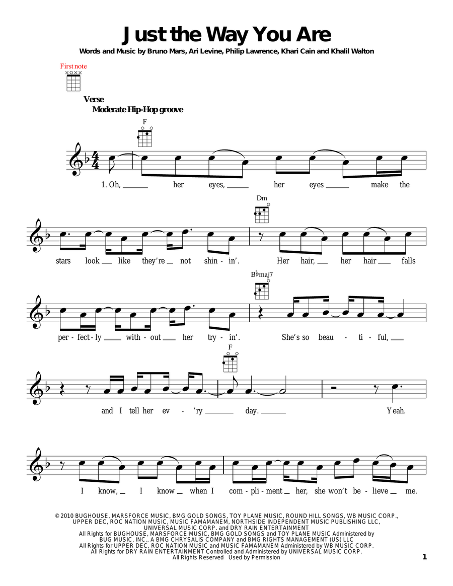 Just The Way You Are Ukulele scores gallery preview page 1