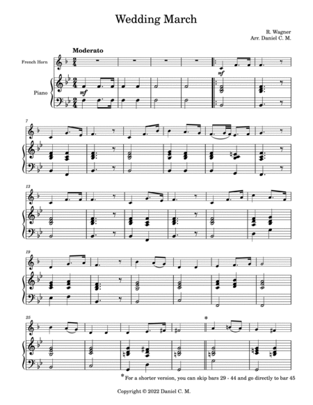 Wedding March by Wagner for french horn (easy) image number null