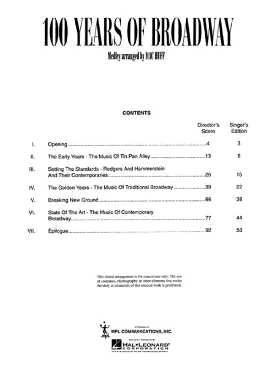 100 Years of Broadway (Medley) 4-Part scores gallery preview page 2