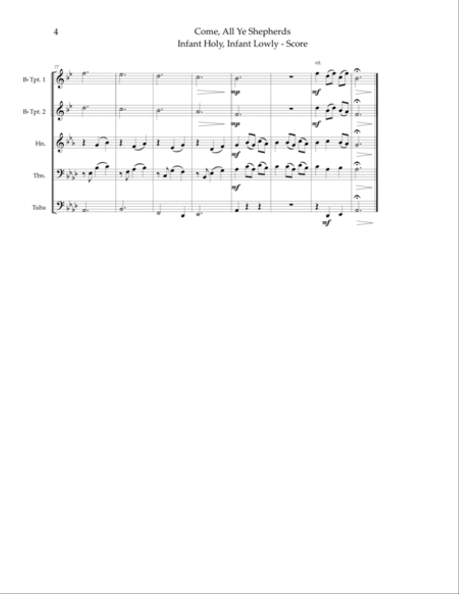 Come, All Ye Shepherds; Infant Holy, Infant Lowly - brass quintet Brass Quintet scores gallery preview page 6