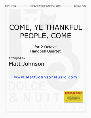 Book cover for Come, Ye Thankful People, Come ~ Handbell Quartet - REPRODUCIBLE