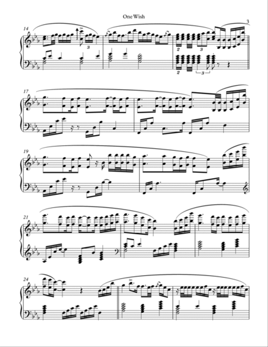One Wish Piano Solo scores gallery preview page 3
