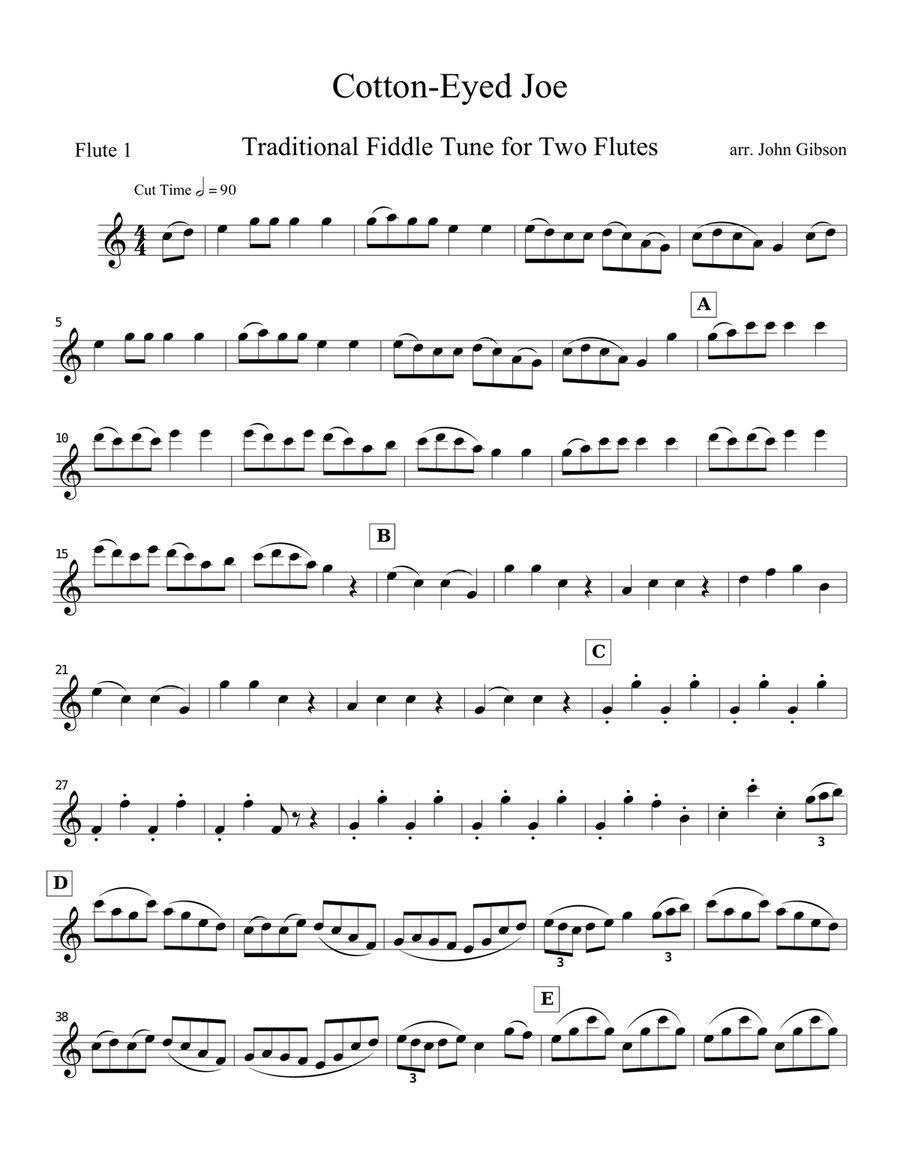 Cotton-Eyed Joe for Woodwind Duets Woodwind Duet scores gallery preview page 1