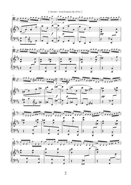At the Fountain Op.20 No.2 by Carl Davidov for cello and piano