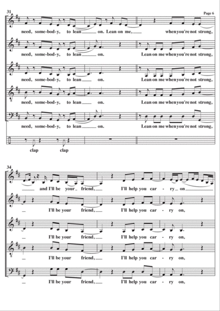 Lean On Me Lean On Me 4-Part scores gallery preview page 6