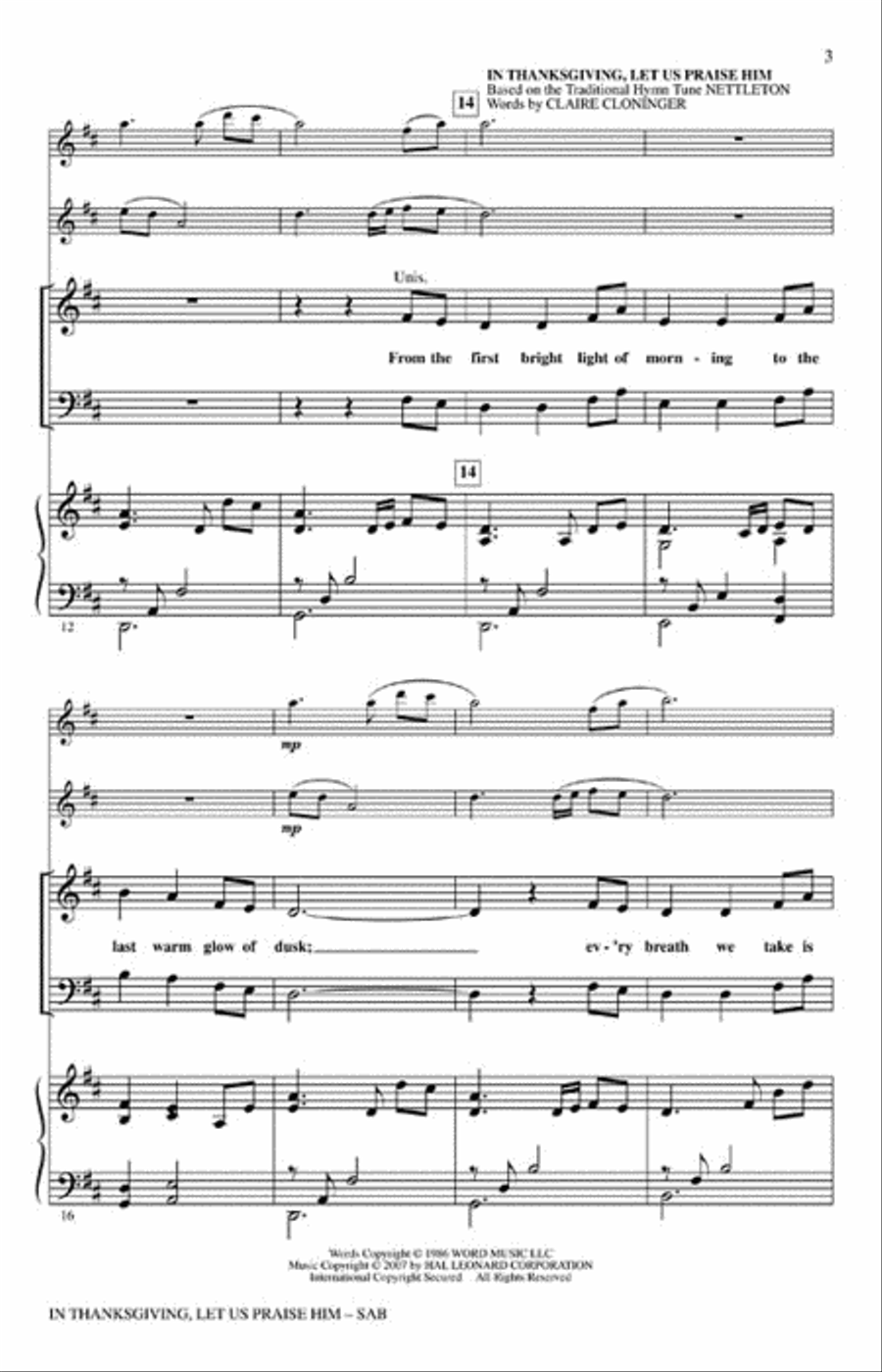 In Thanksgiving, Let Us Praise Him 3-Part scores gallery preview page 3