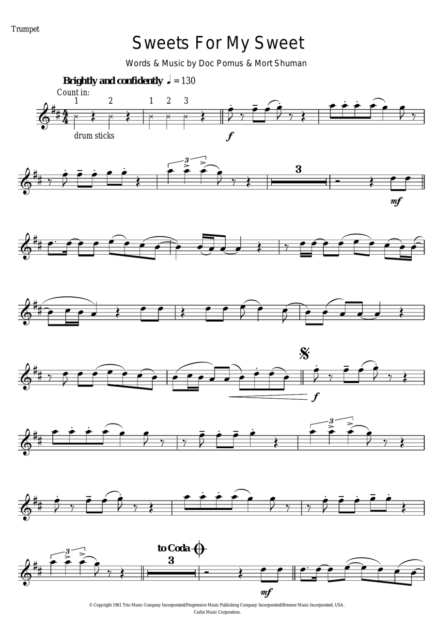 Sweets For My Sweet Trumpet Solo scores gallery preview page 1