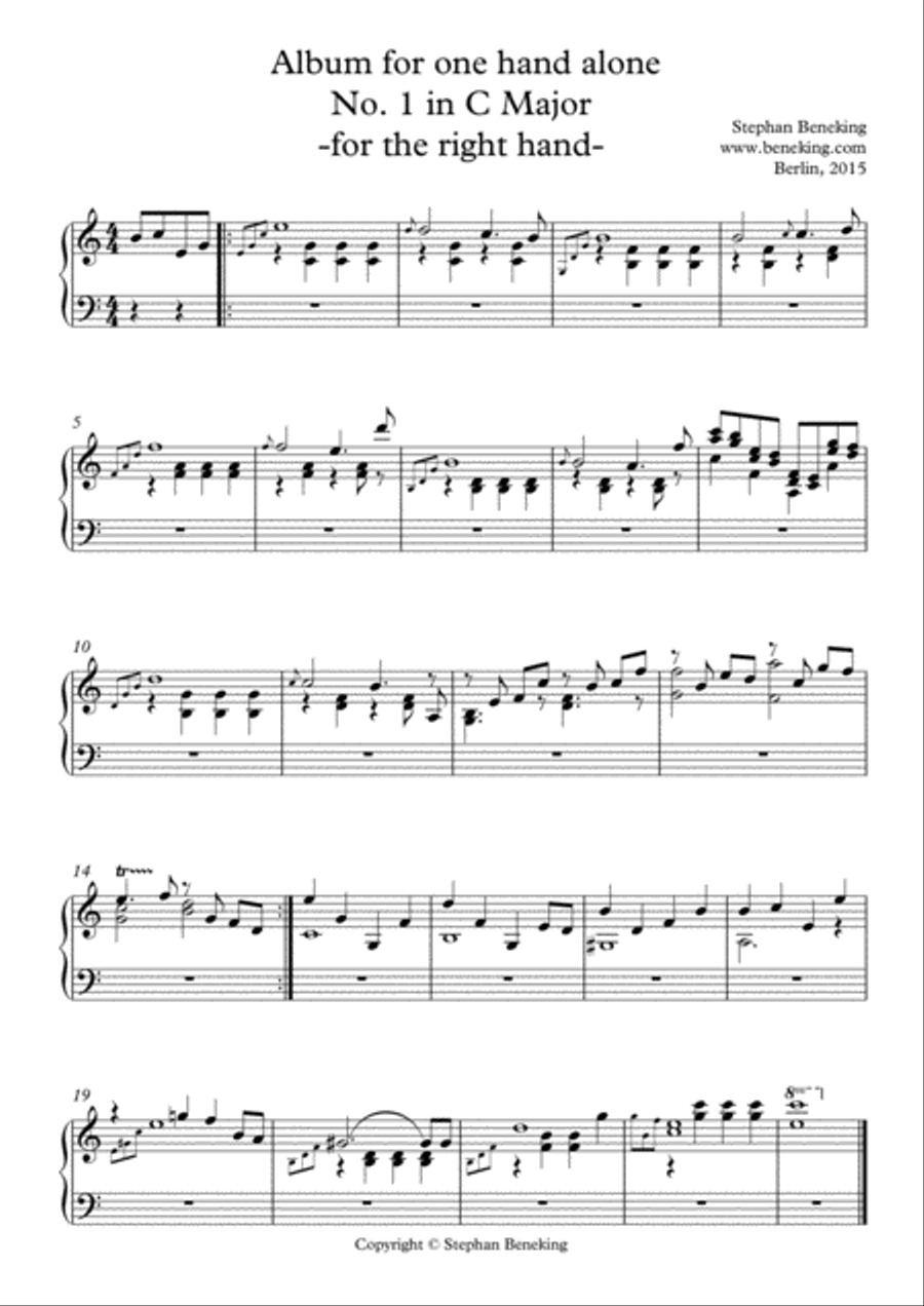 Album for One Hand Alone No. 1 Easy Piano scores gallery preview page 2