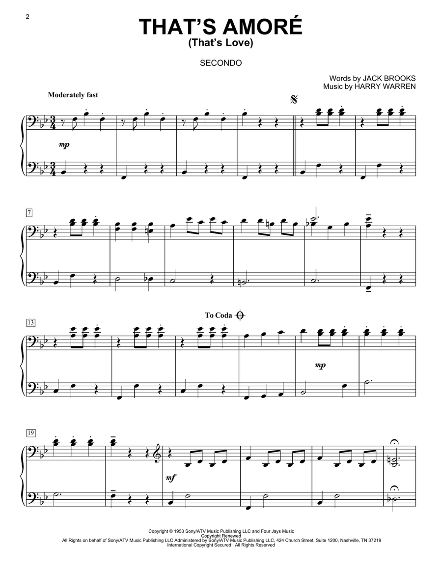 That's Amore (That's Love) Piano Duet scores gallery preview page 1