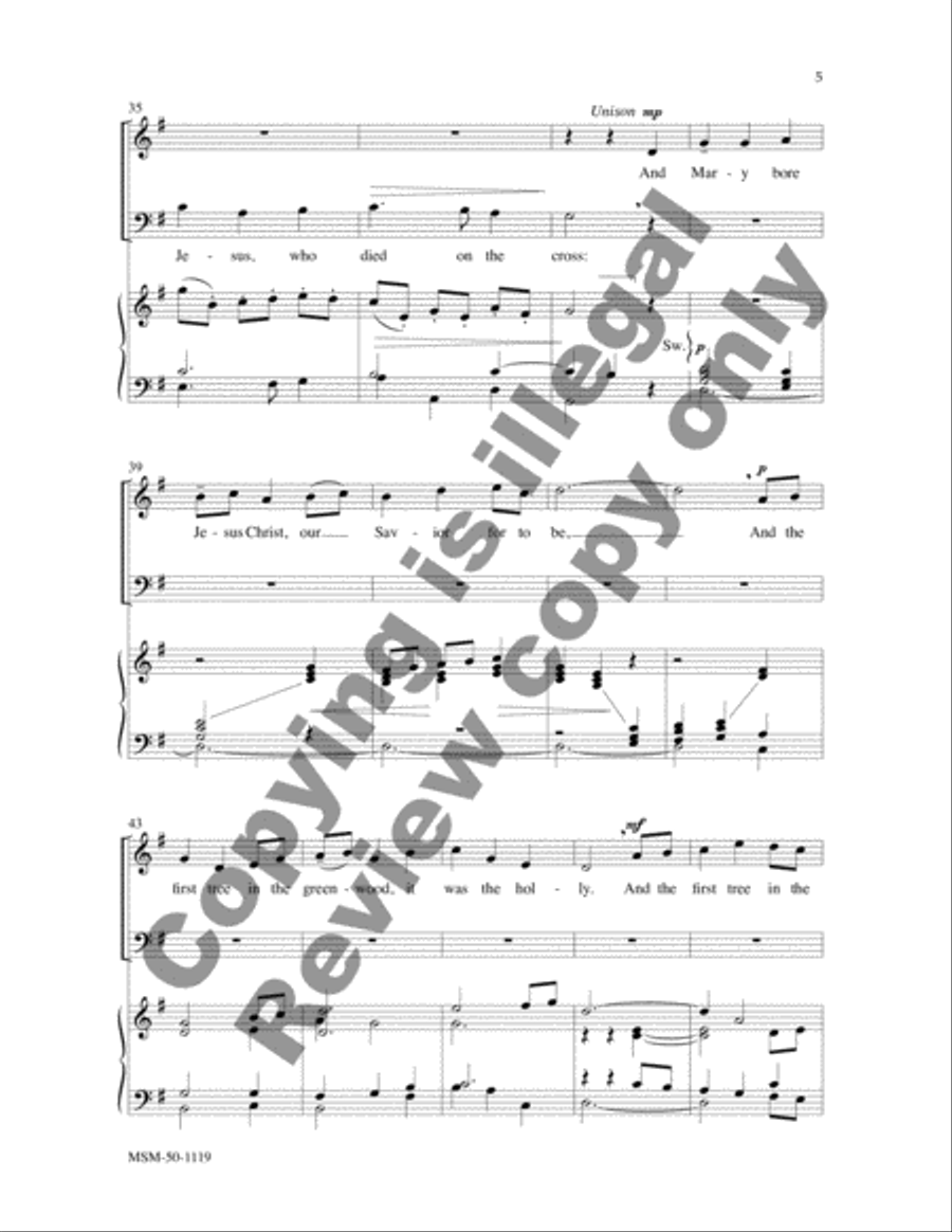 Sans Day Carol (Now the Holly Bears a Berry) 4-Part scores gallery preview page 5