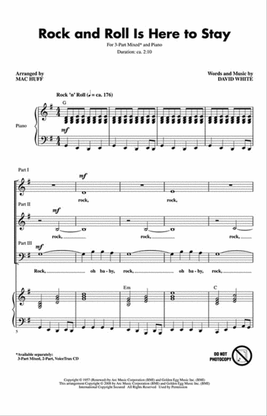 Rock and Roll Is Here to Stay Show Choir scores gallery preview page 2