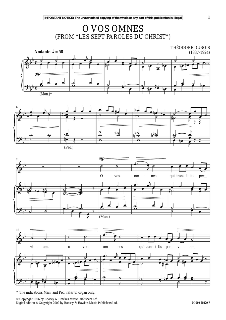 O Vos Omnes (from Les Sept Paroles Du Christ ) Piano, Vocal scores gallery preview page 1