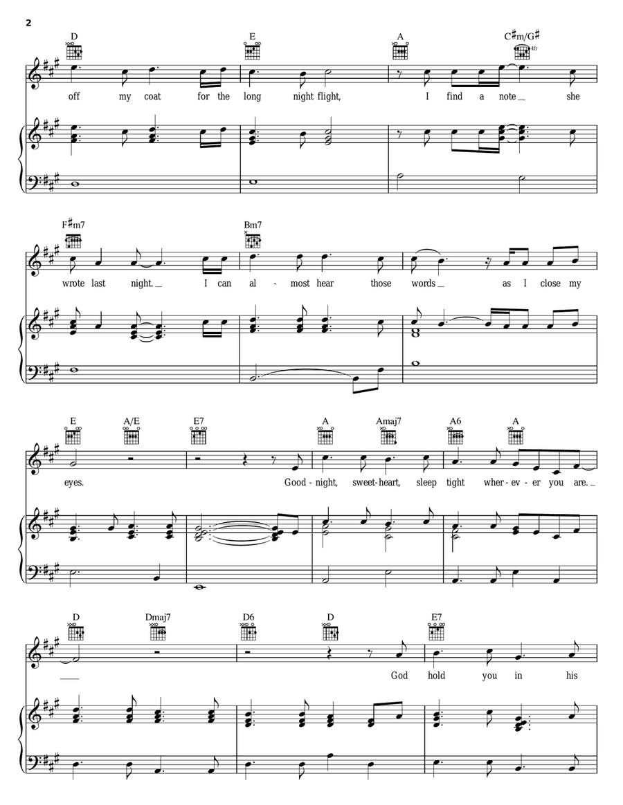 Goodnight Sweetheart Piano, Vocal, Guitar scores gallery preview page 2