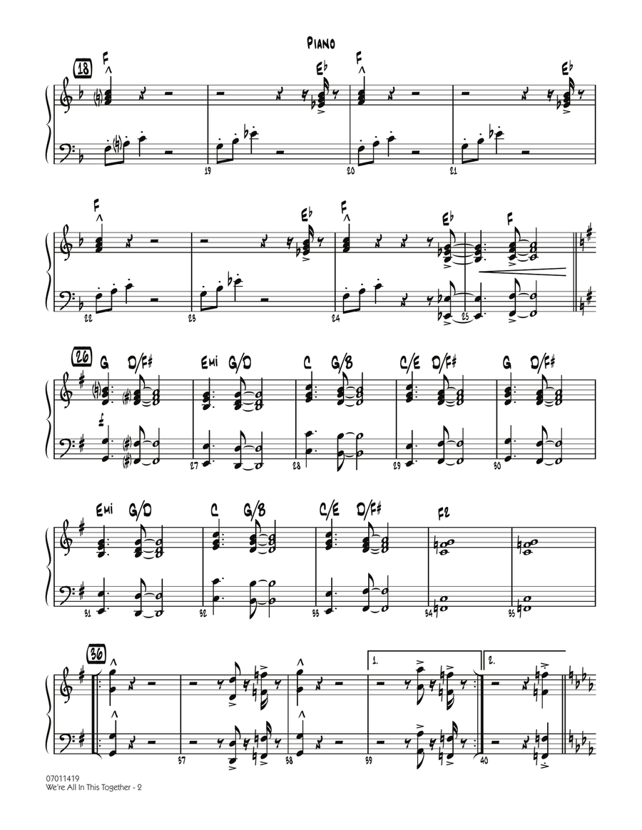 We're All In This Together (from High School Musical) - Piano Jazz Ensemble scores gallery preview page 2