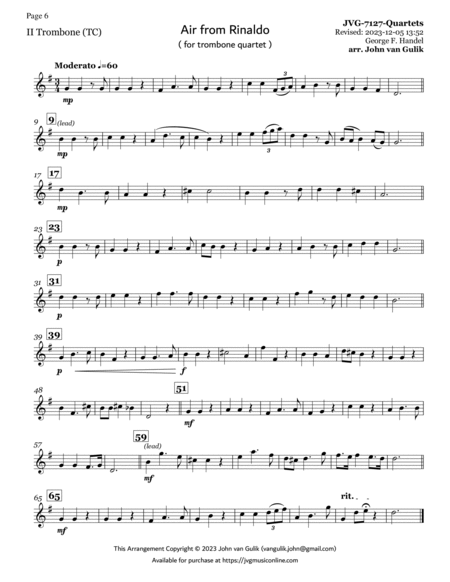 51 Trombone Quartets - Part 2 Treble Clef