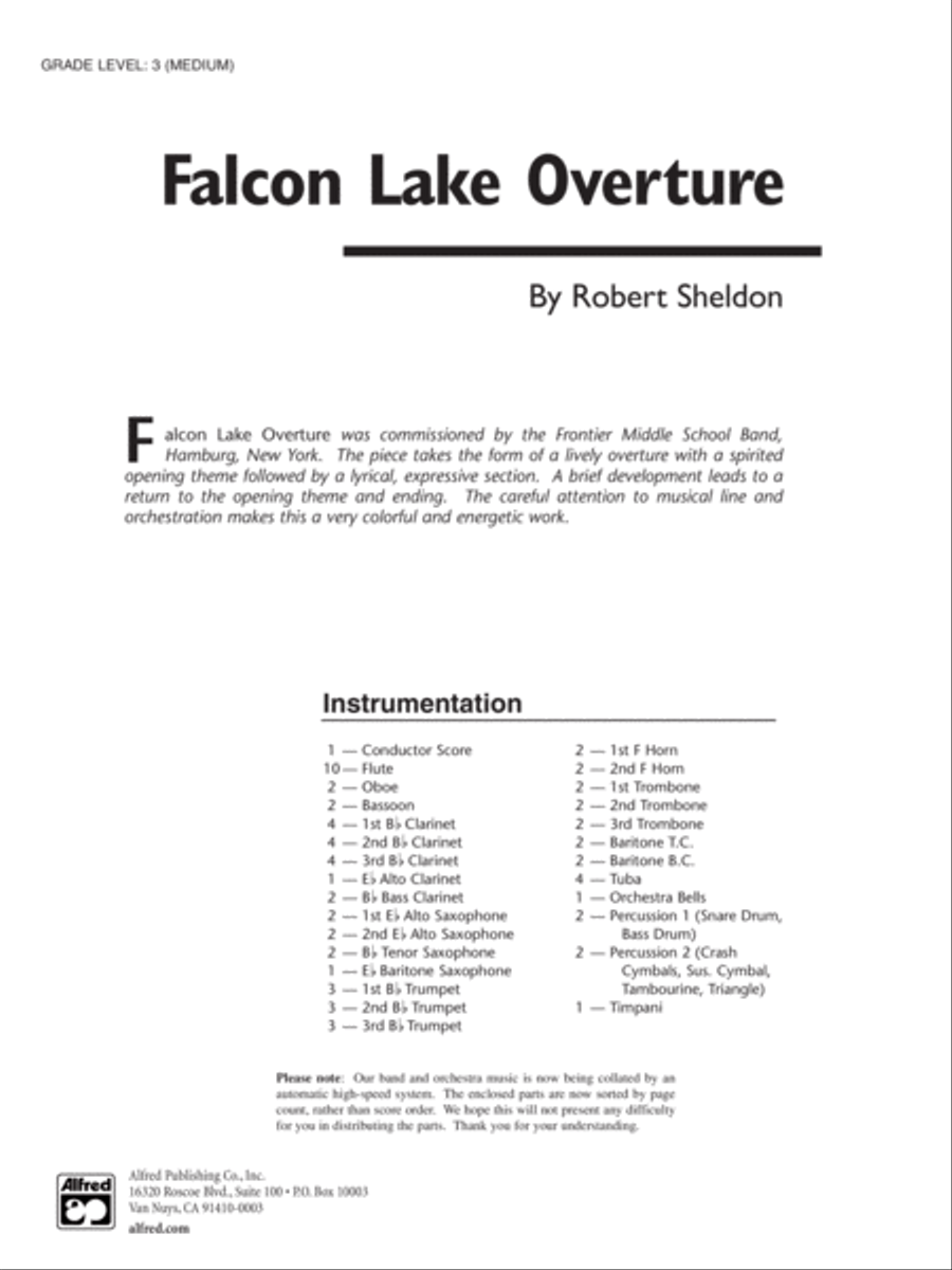 Falcon Lake Overture: Score Concert Band scores gallery preview page 1