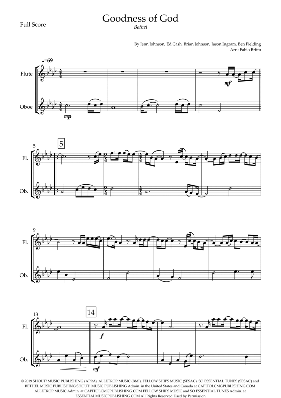 Goodness Of God Goodness Of God Woodwind Duet scores gallery preview page 1