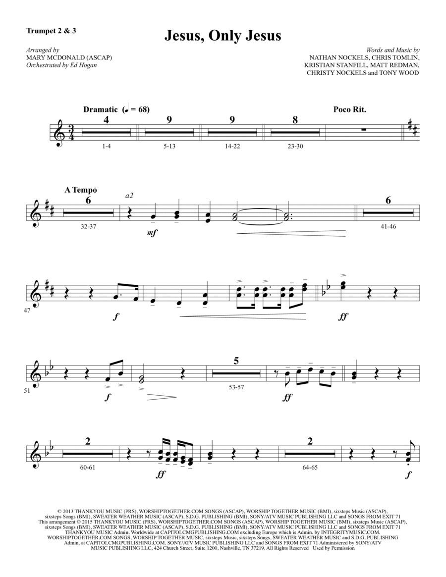 Jesus, Only Jesus - Bb Trumpet 2,3 Choir scores gallery preview page 1